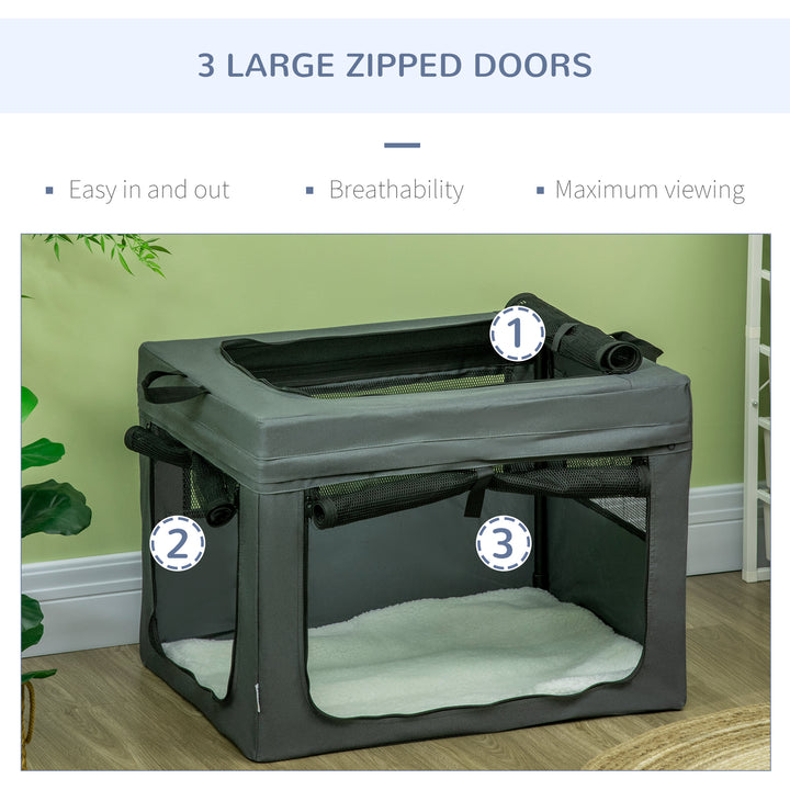 69cm Pet Carrier, with Cushion, for Miniature and Small Dogs - Grey