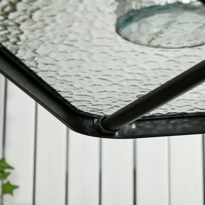 MCL Square Garden Dining Table with Tempered Glass Top & Umbrella Hole, 76 x 76 cm