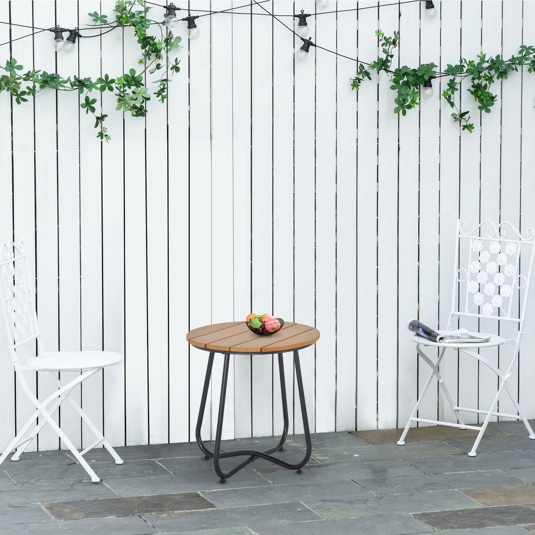 Round Outdoor Side Table Adjustable Leg Pads Garden Table 49 x 49 x 48