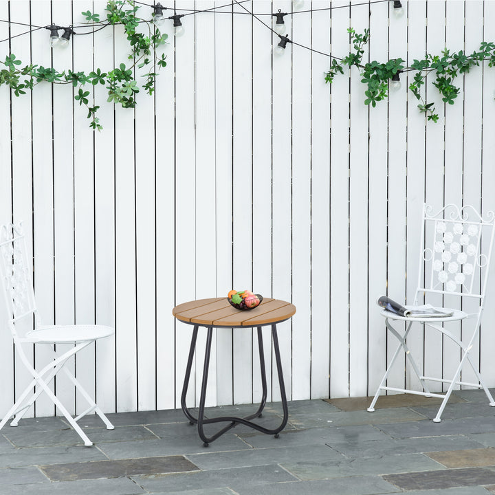 Round Outdoor Side Table Adjustable Leg Pads Garden Table 49 x 49 x 48