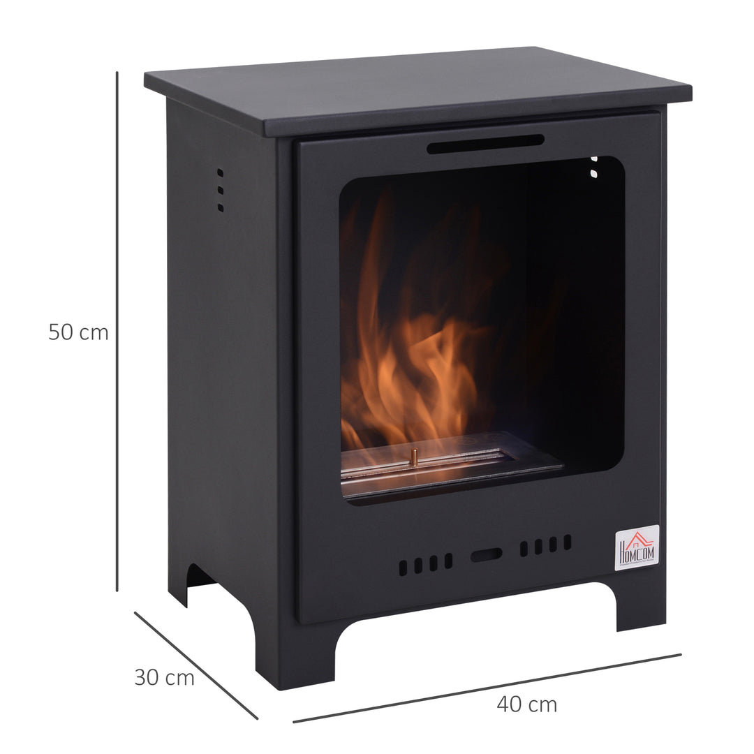Freestanding Ethanol Fireplace, Bioethanol Fire with 0.9L Tank, 3 Hours Burning Time for Indoor, Black