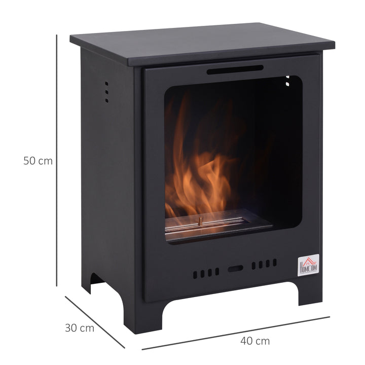 Freestanding Ethanol Fireplace, Bioethanol Fire with 0.9L Tank, 3 Hours Burning Time for Indoor, Black