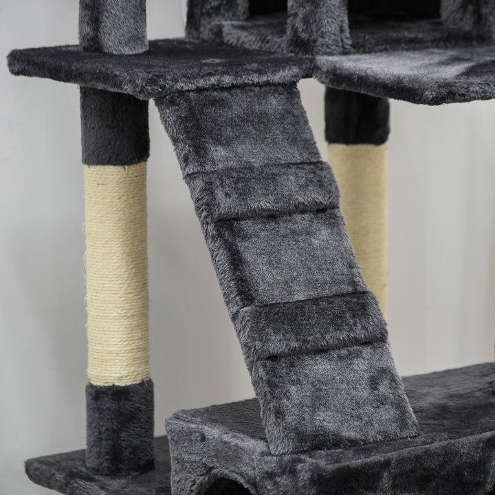 173cm Cat Tree Scratching House, Activity Play Centre, Charcoal Grey