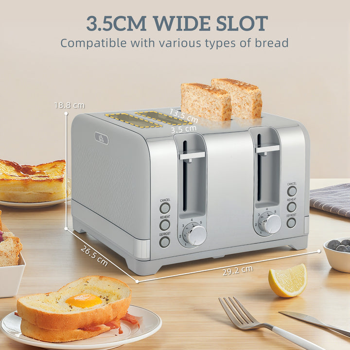 MCL Sleek Textured Kettle and Four-Slice Toaster Set - Grey