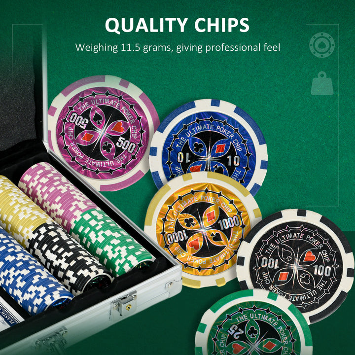 SPORTNOW Poker Chips Set, 300PCS with Mat, Chips, 2 Card Decks, Dealer Button, 5 Dice for Casino Night | Aosom UK