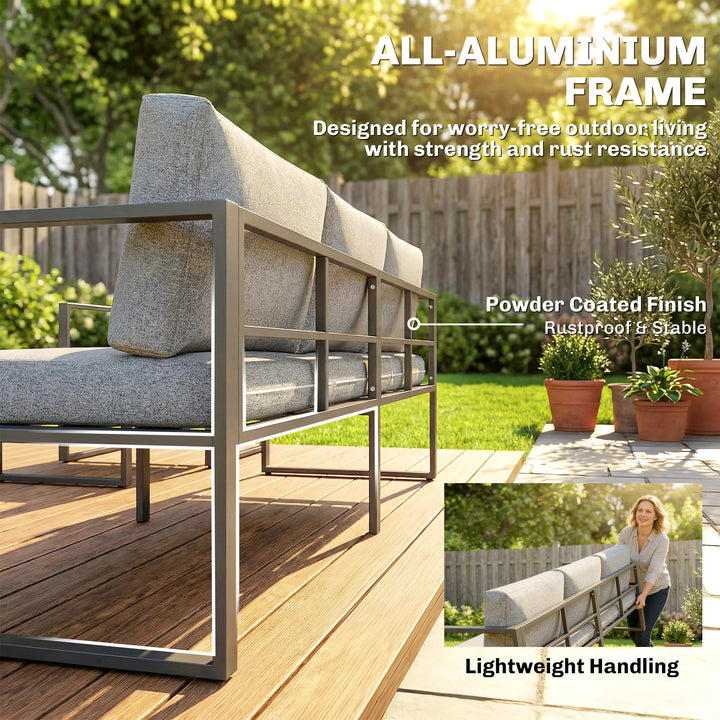 4 Piece Outdoor Garden Furniture Set, Patio Furniture with 3-Seater So