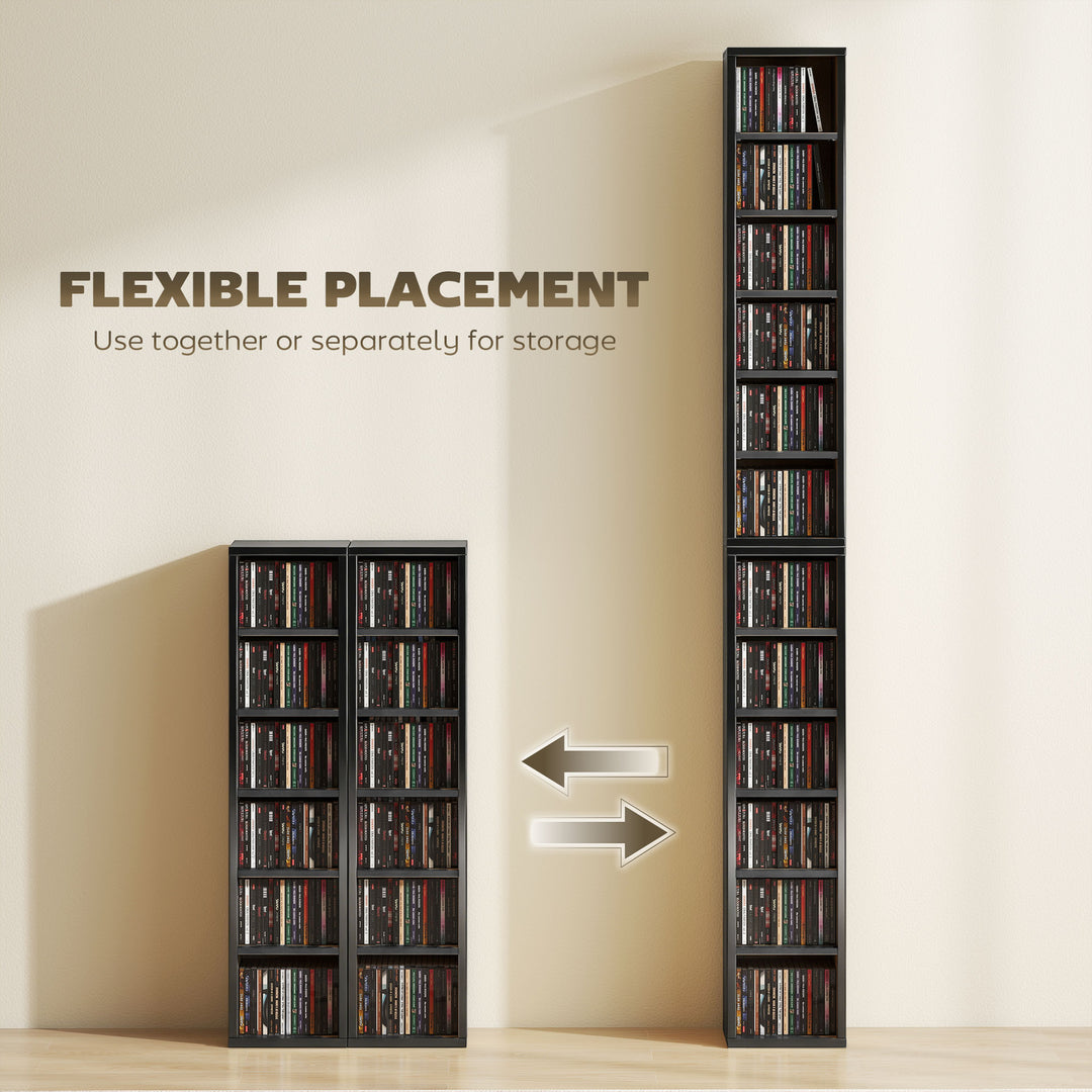 Set of 2 CD Media Display Shelf Unit Tower Rack with Adjustable Shelve