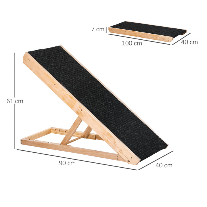 Dog Ramp, Foldable Pet Ramp with 4 Adjustable Heights, Non-Slip Finish