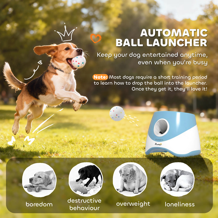 Automatic Dog Ball Launcher with 5 ETPU Balls 5.8 cm, 3 Distance Setti