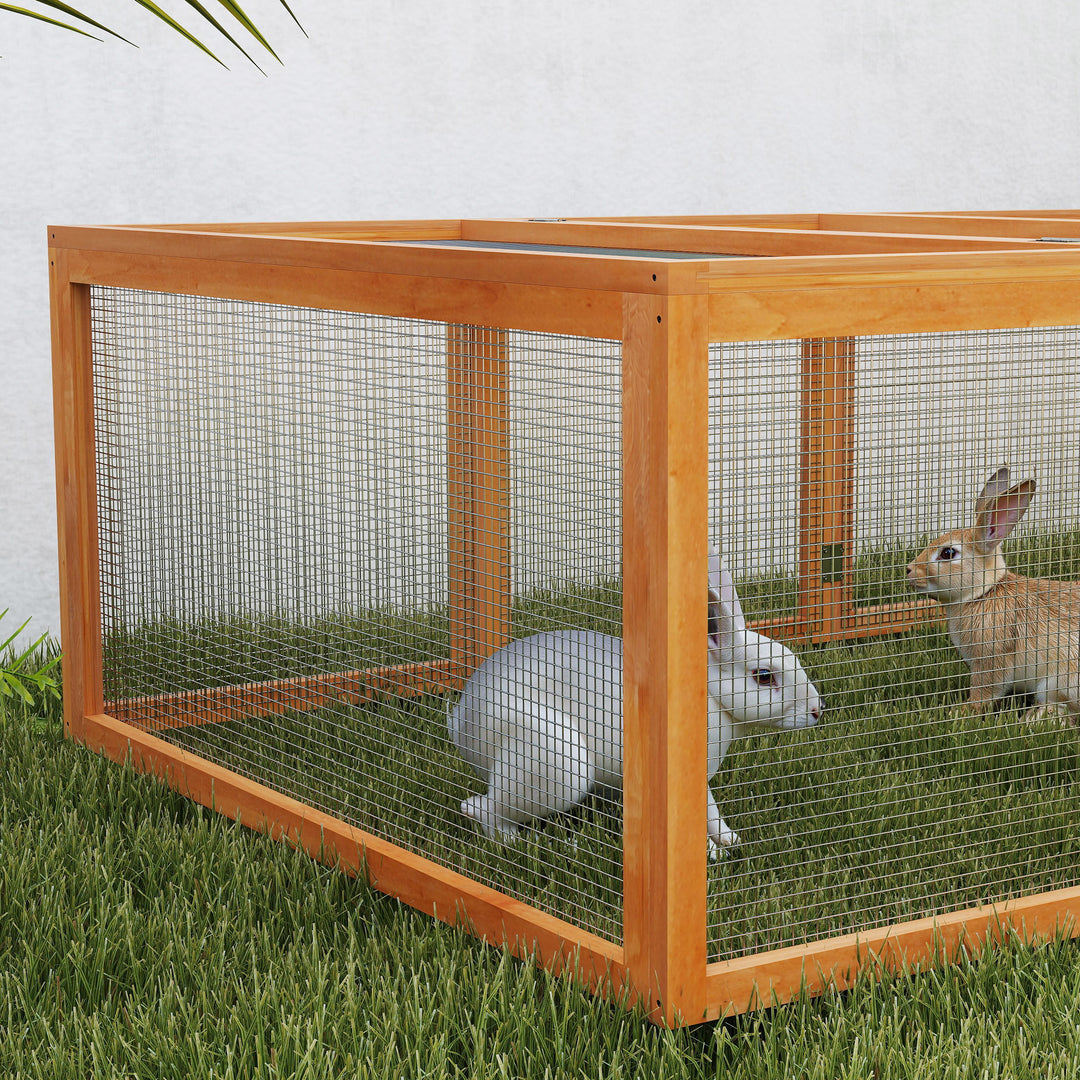 MCL Wooden Rabbit Hutch Cage 6ft with Wire Mesh, Openable Roof, Play Space for Outdoor, Natural Wood Finish