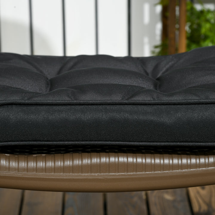 Set of 4 Garden Seat Cushion with Ties, 42 x 42cm Replacement Dining Chair Seat Pad, Black
