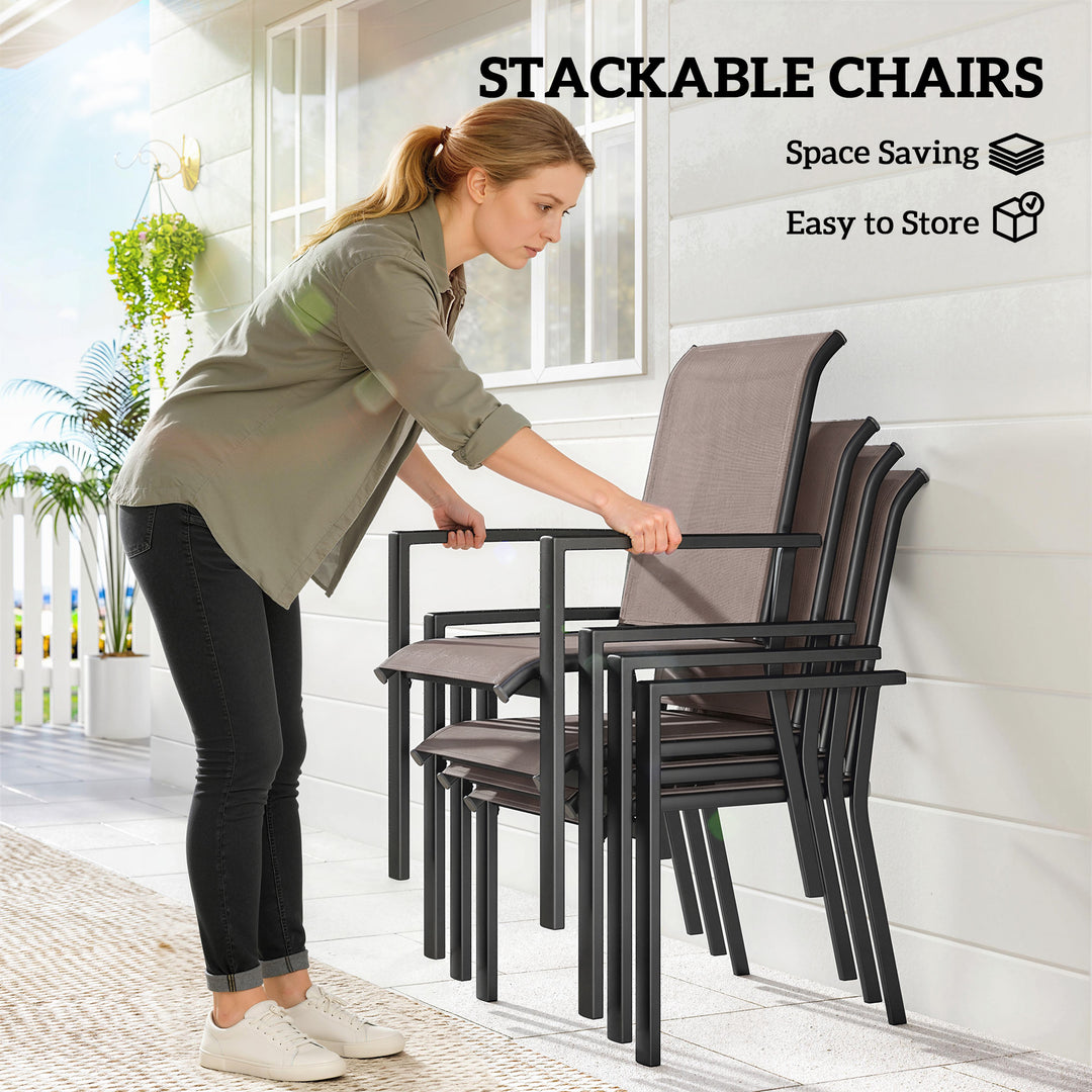5 Pieces Outdoor Dining Set for 4, Garden Table and Stackable Chairs w