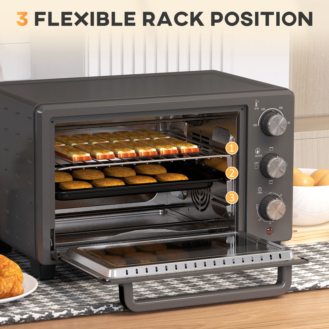 21L Mini Countertop Oven, 100°C-230°C Adjustable Temp - Grey