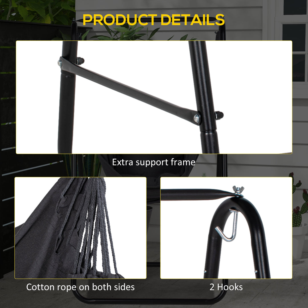 Hammock Chair with Stand, Hammock Swing Chair with Cushion, Dark Grey