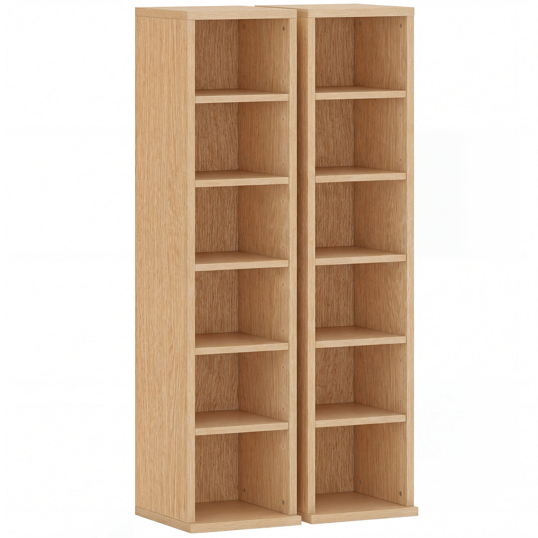 Set of 2 CD Media Display Shelf Unit Tower Rack with Adjustable Shelve