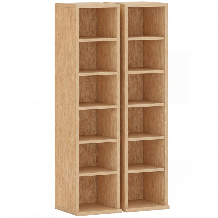 Set of 2 CD Media Display Shelf Unit Tower Rack with Adjustable Shelve