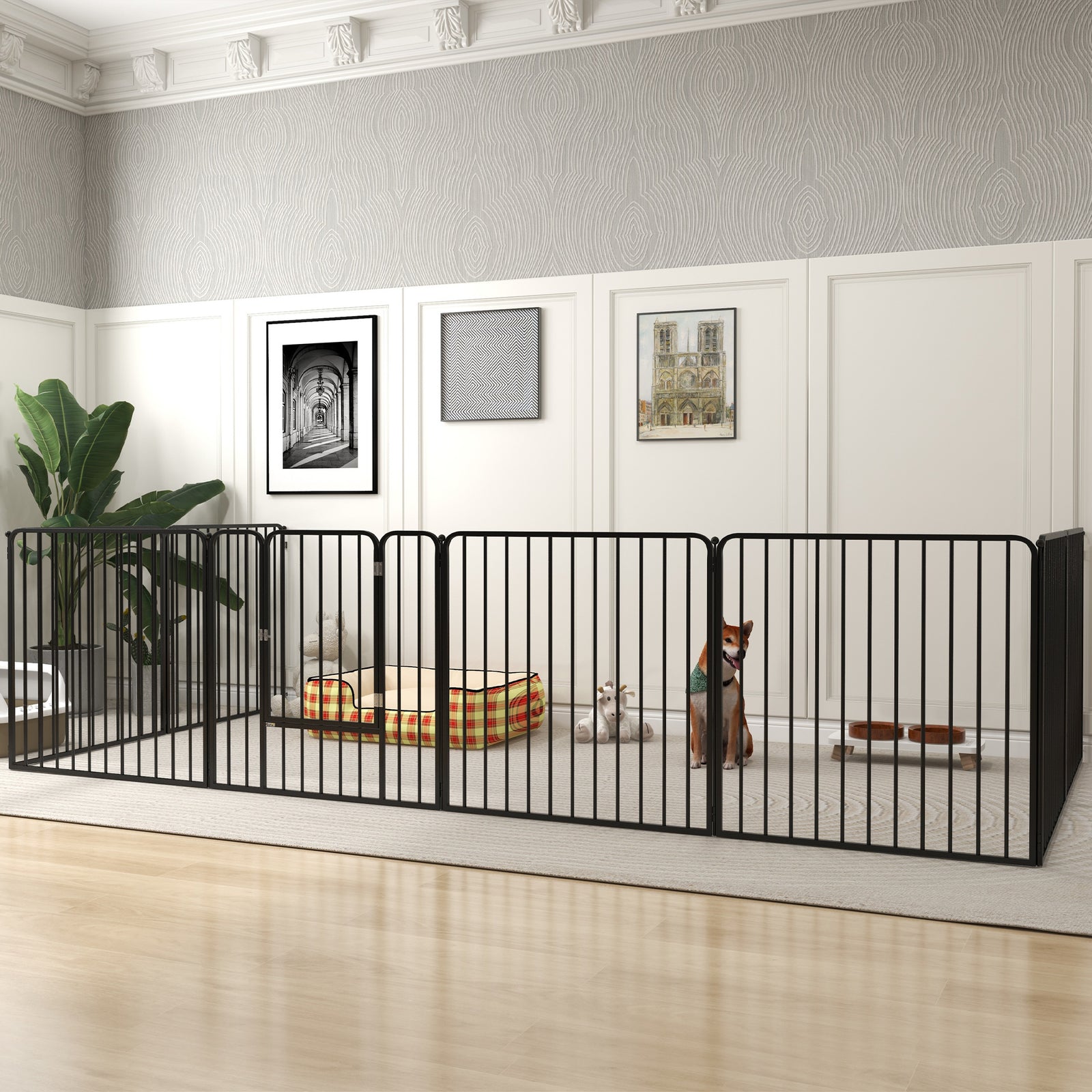 80cm 8 Panels Heavy Duty Dog Pen, Pet Playpen for Indoors, Outdoors, Small, Medium Dogs