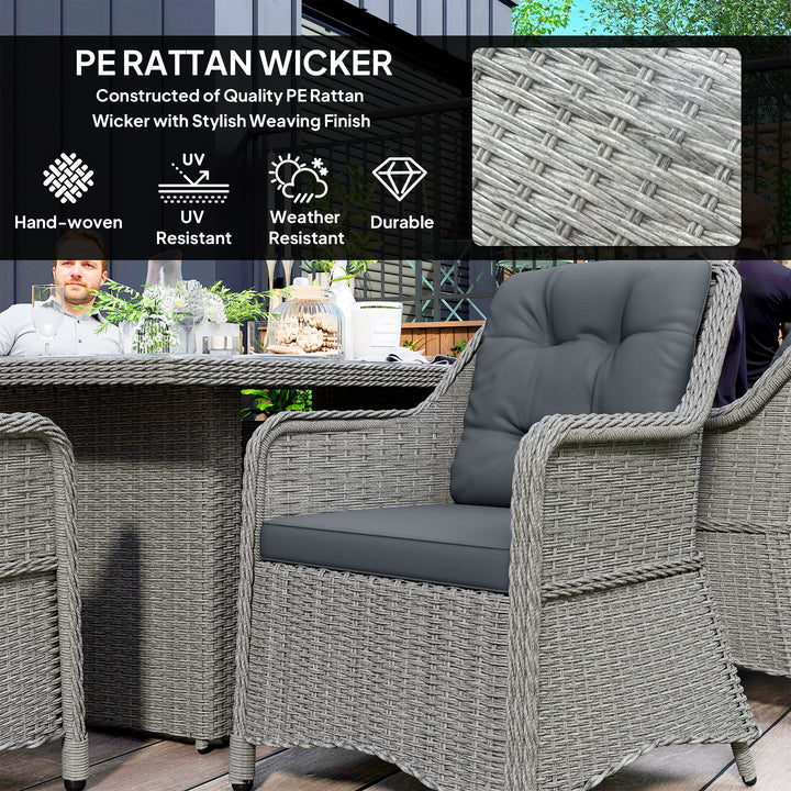 Seven-Piece Rattan Dining Set - Mixed Grey