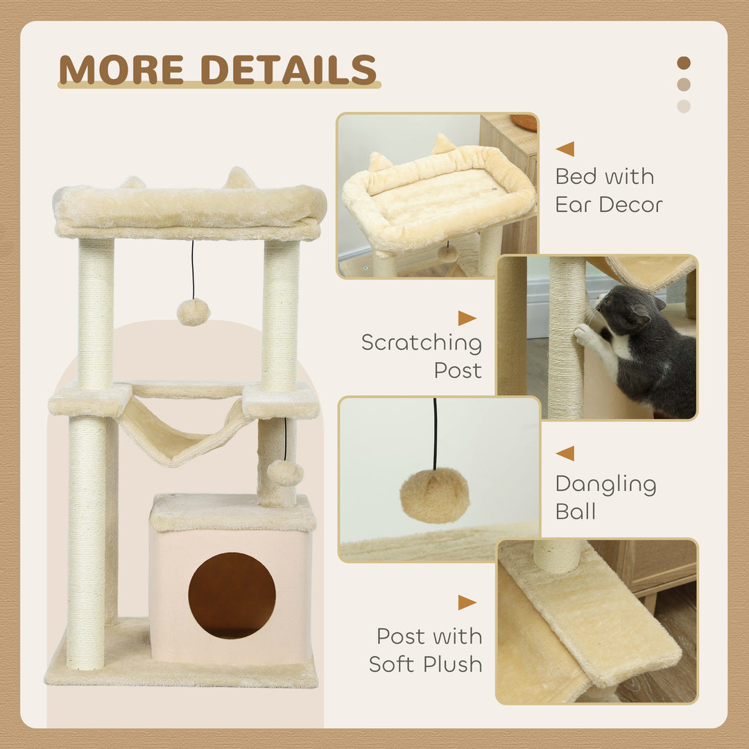 Cat Tree, 90cm Cat Tower with Sisal Scratching Posts, Cat Condo, Hammo