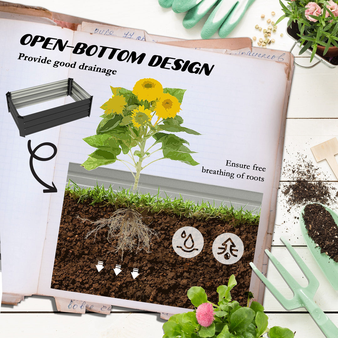 Set of Two 100 x 60cm Steel Planter Boxes - Grey