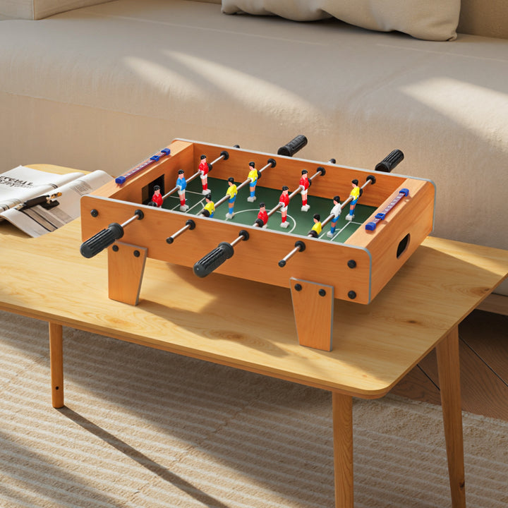 MCL 20 in Table-top Football Table with Stainless Steel Rods, Compact Foosball Table for Kids and Adults, All-Inclusive Foosball Game Set for Indoor, Nature Wood Finish