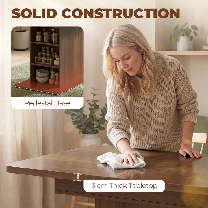 Extendable Dining Table for 4-6 People, 110-130cm Kitchen Table with 6