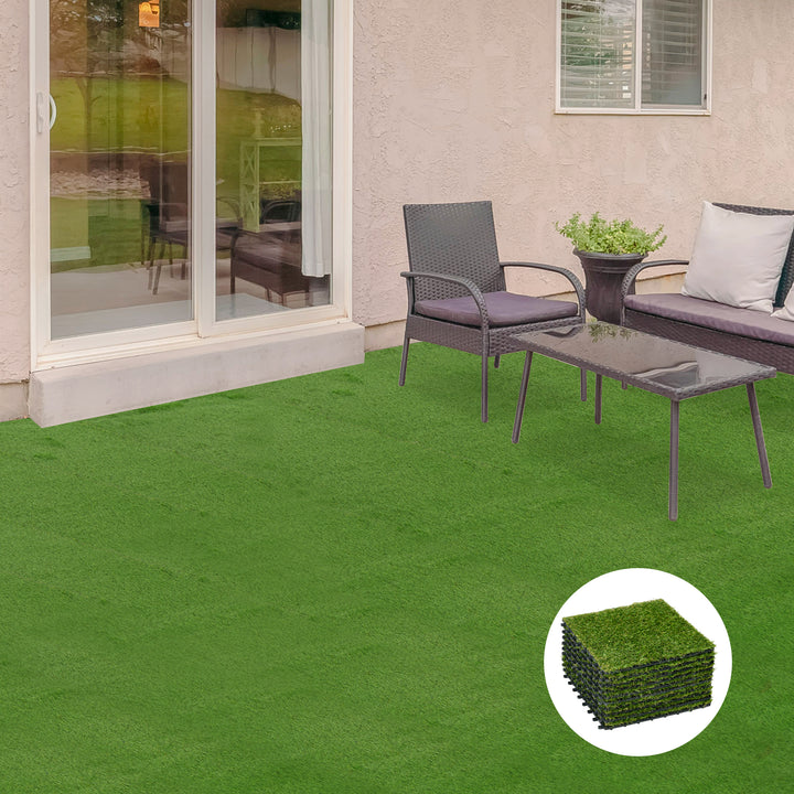 10-Piece Artificial Grass Set, Weatherproof Turf Tiles, 25mm Pile - view 2