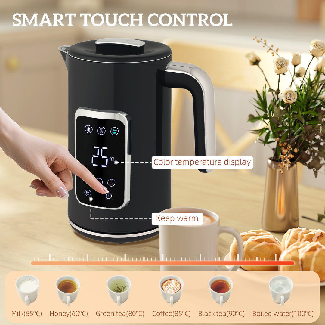 Touch Screen Kettle and Toaster Set - Black