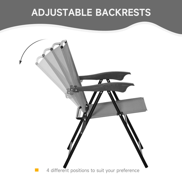 Outsunny 3 Piece Patio Furniture Bistro Set 2 Folding Chairs 1 Tempered Glass Table  Adjustable Backrest