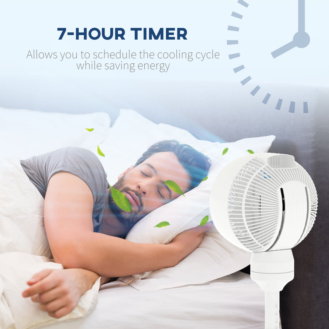 9'' Air Circulator Fan 3 Speed 3 Mode, 70° Oscillation 90° Vertical Tilt, Remote Controller, for Living Room, Bedroom, Office, White