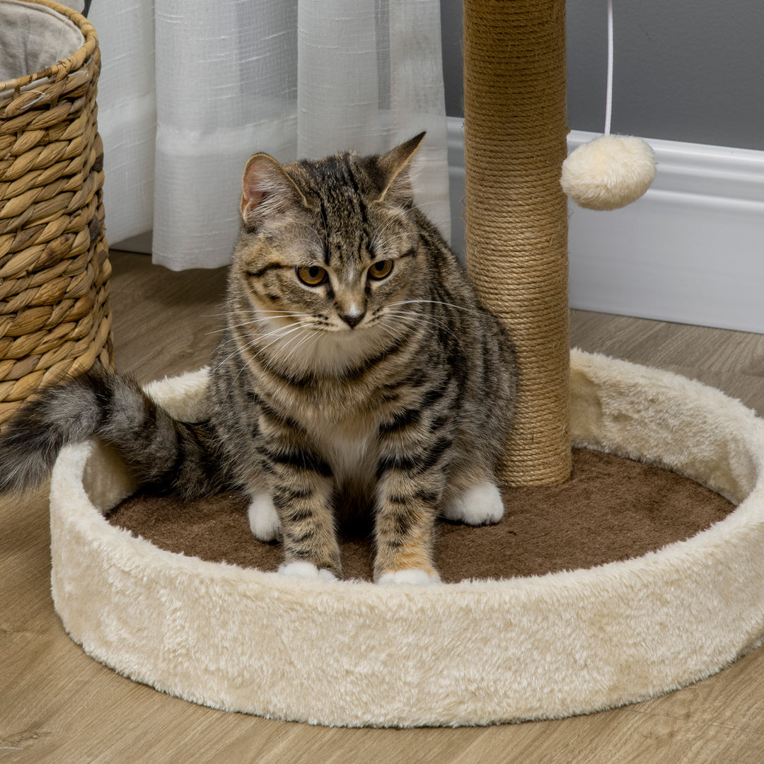 44cm Cat Tower, Cat Tree for Indoor Cats, with Sisal Cat Scratching Post, Toy Ball - Brown