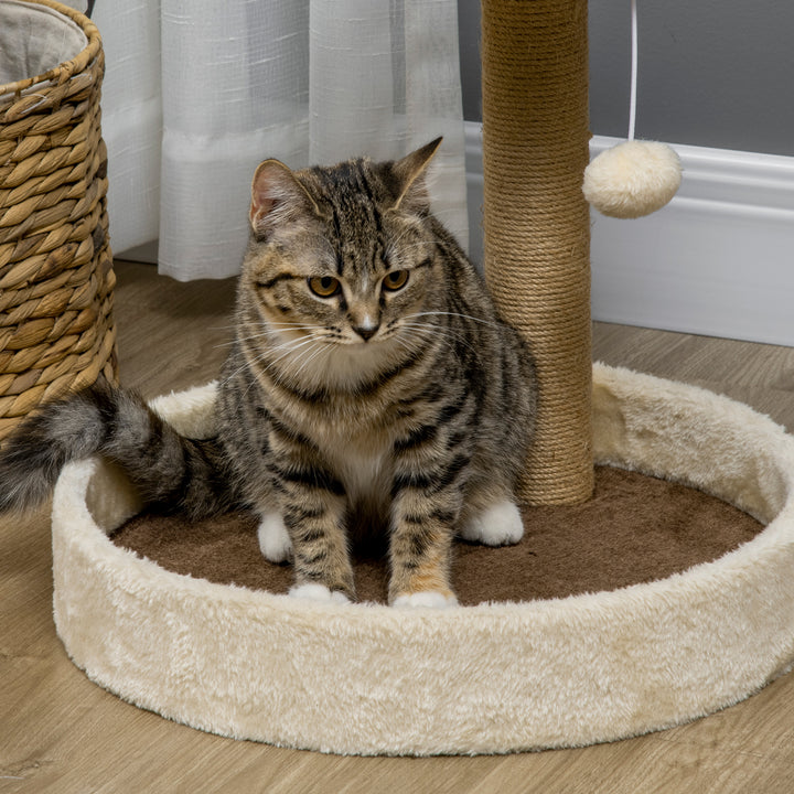 44cm Cat Tower, Cat Tree for Indoor Cats, with Sisal Cat Scratching Post, Toy Ball - Brown