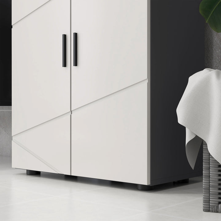 Small Bathroom Cabinet, Bathroom Storage Cabinet with 2-Doors Cupboard, 2 Adjustable Shelves and Soft Close Mechanism, Grey
