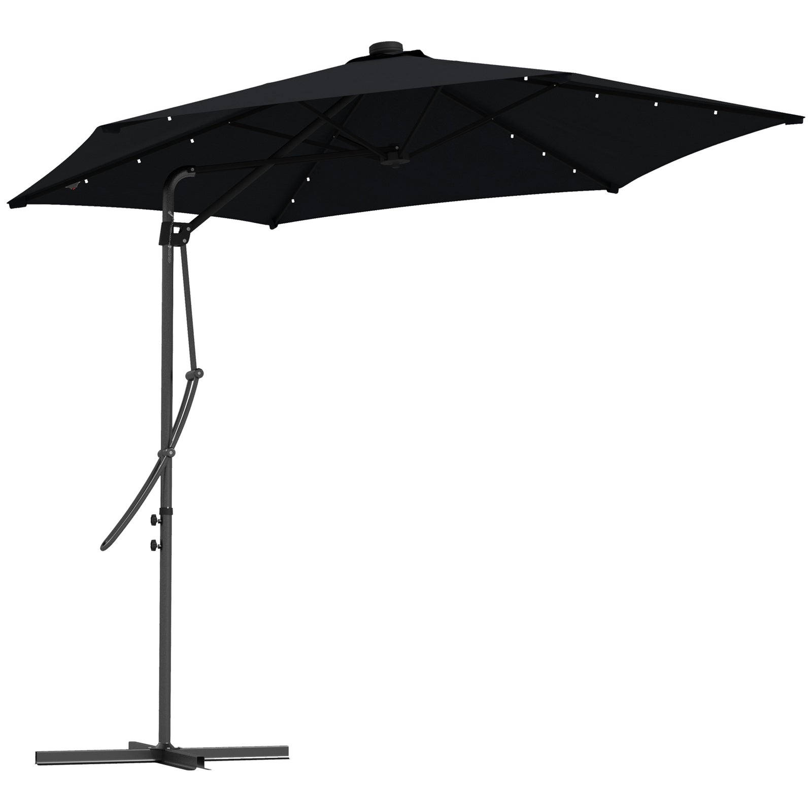 3(m) Solar LED Cantilever Parasol - Black