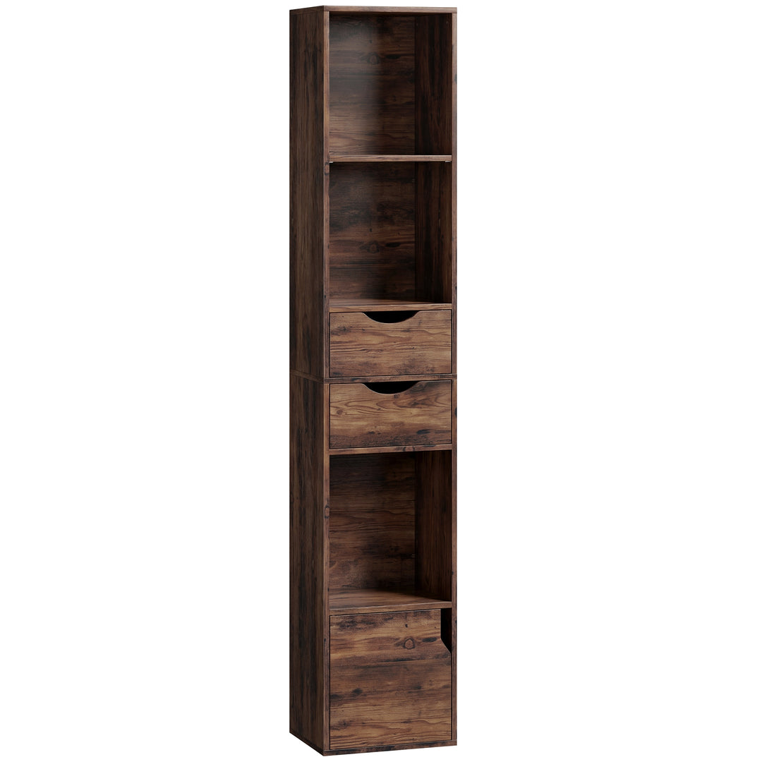 Bookcase with Drawers Adjustable Shelf Bookshelf with 2 Drawers and Ca