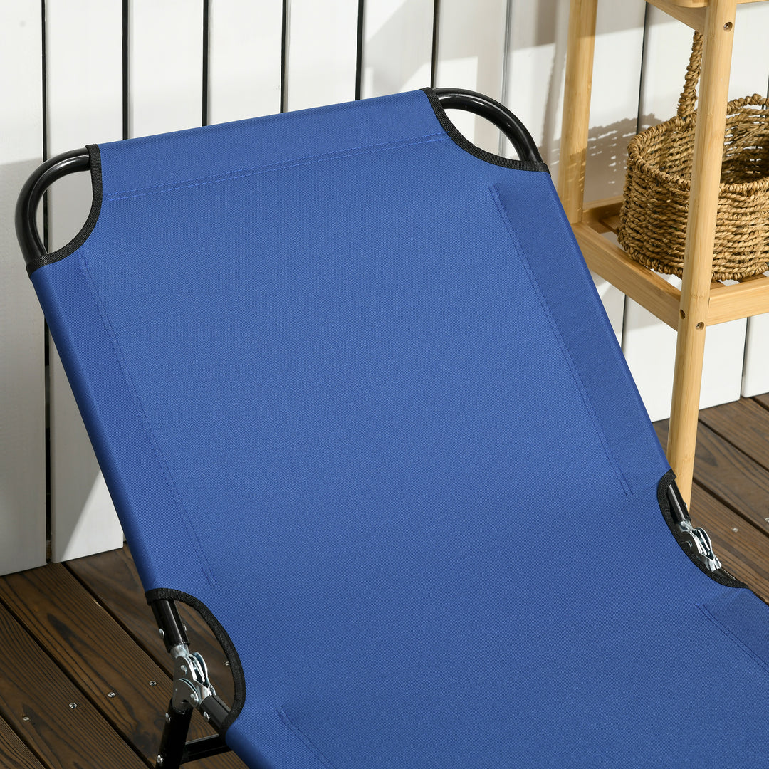 Set of Two Metal Frame Folding Sun Loungers - Blue
