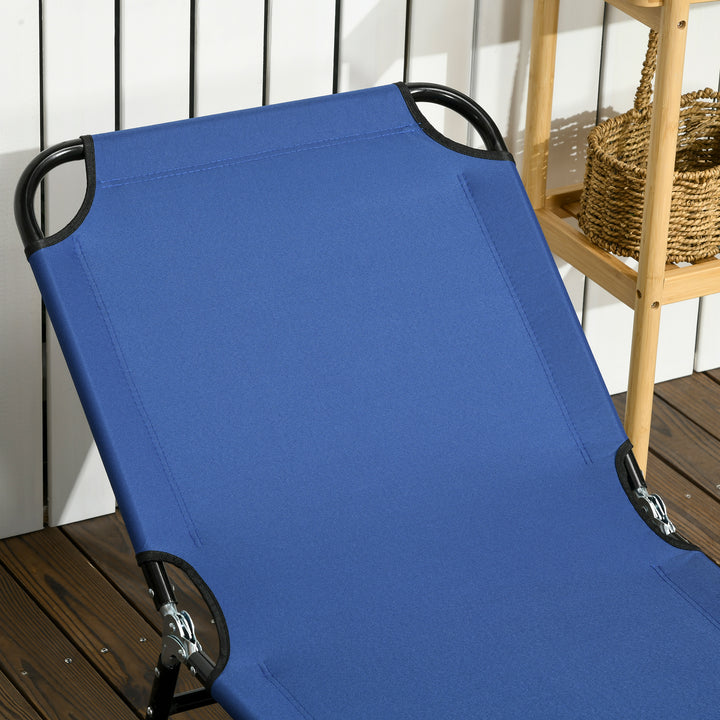 Set of Two Metal Frame Folding Sun Loungers - Blue