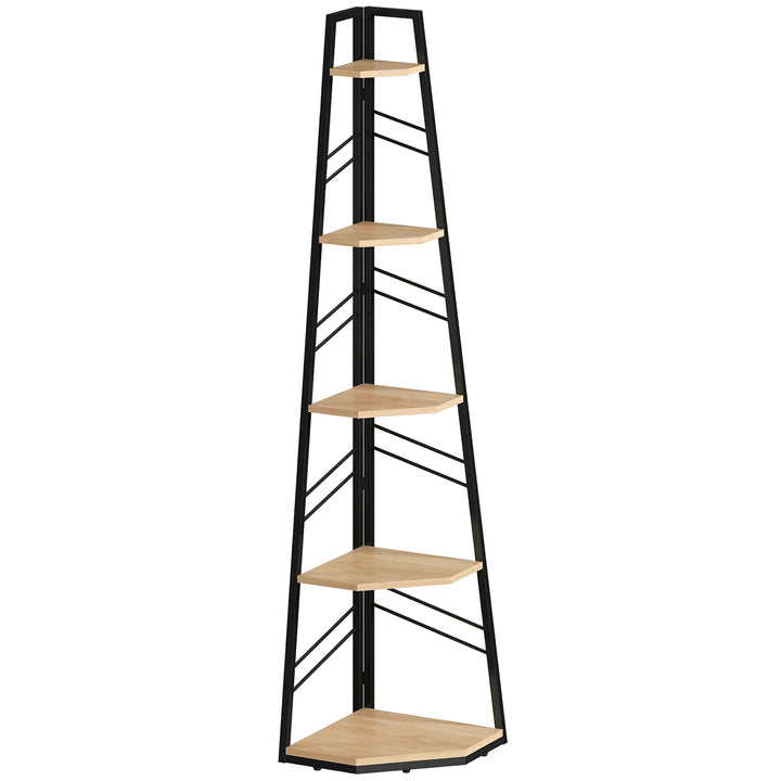 Corner Bookcase, 5-Tier Floor Standing Bookshelf, Shelving Unit for Li