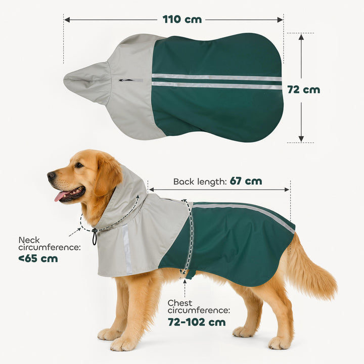 Dog Raincoat with Hood, Waterproof &amp; Breathable Rain Jacket with Leash