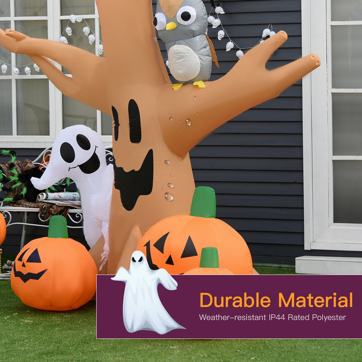 240cm Large Halloween Scary Lighting Inflatable Tree Ghost 3 Pumpkins Owl 4 LED Indoor Outdoor Holiday Decoration