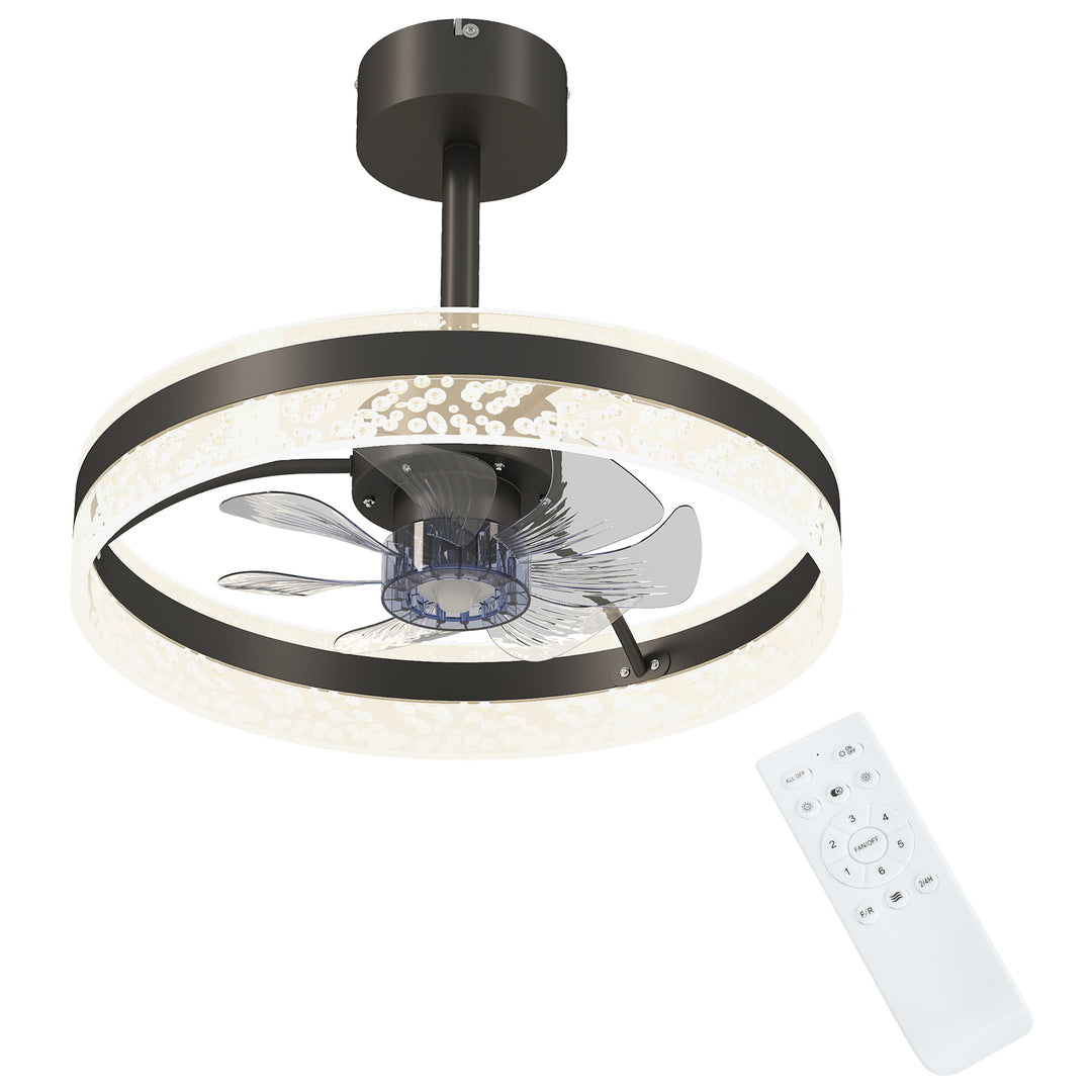 Ceiling Fan with LED Light and Remote - Black