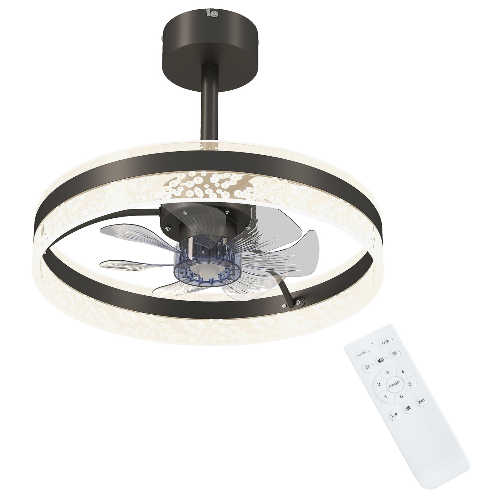 Ceiling Fan with LED Light and Remote - Black