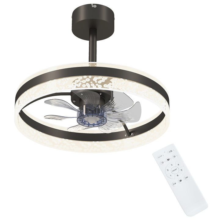 Ceiling Fan with LED Light and Remote - Black