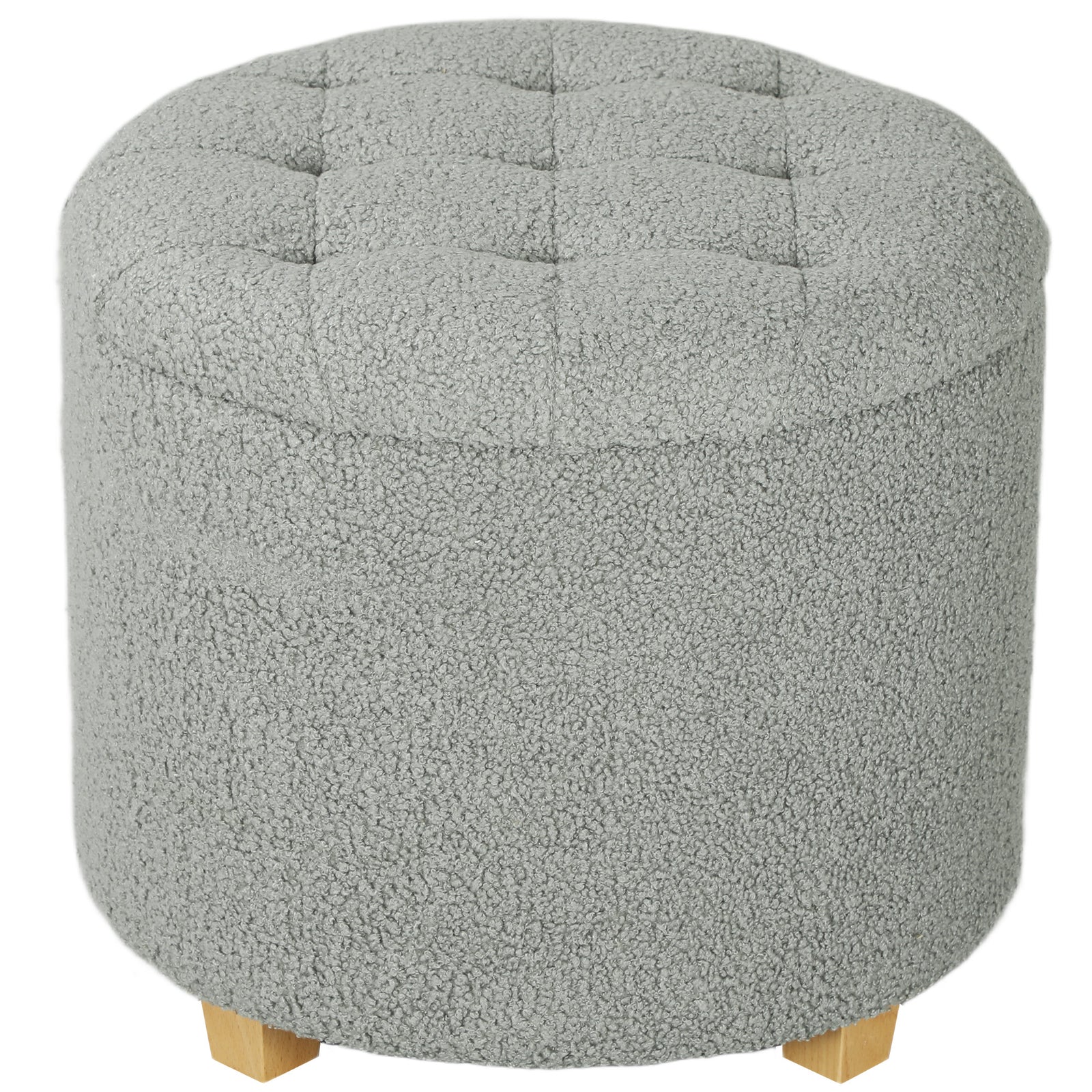 40.5L Teddy Fleece Storage Ottoman - Grey