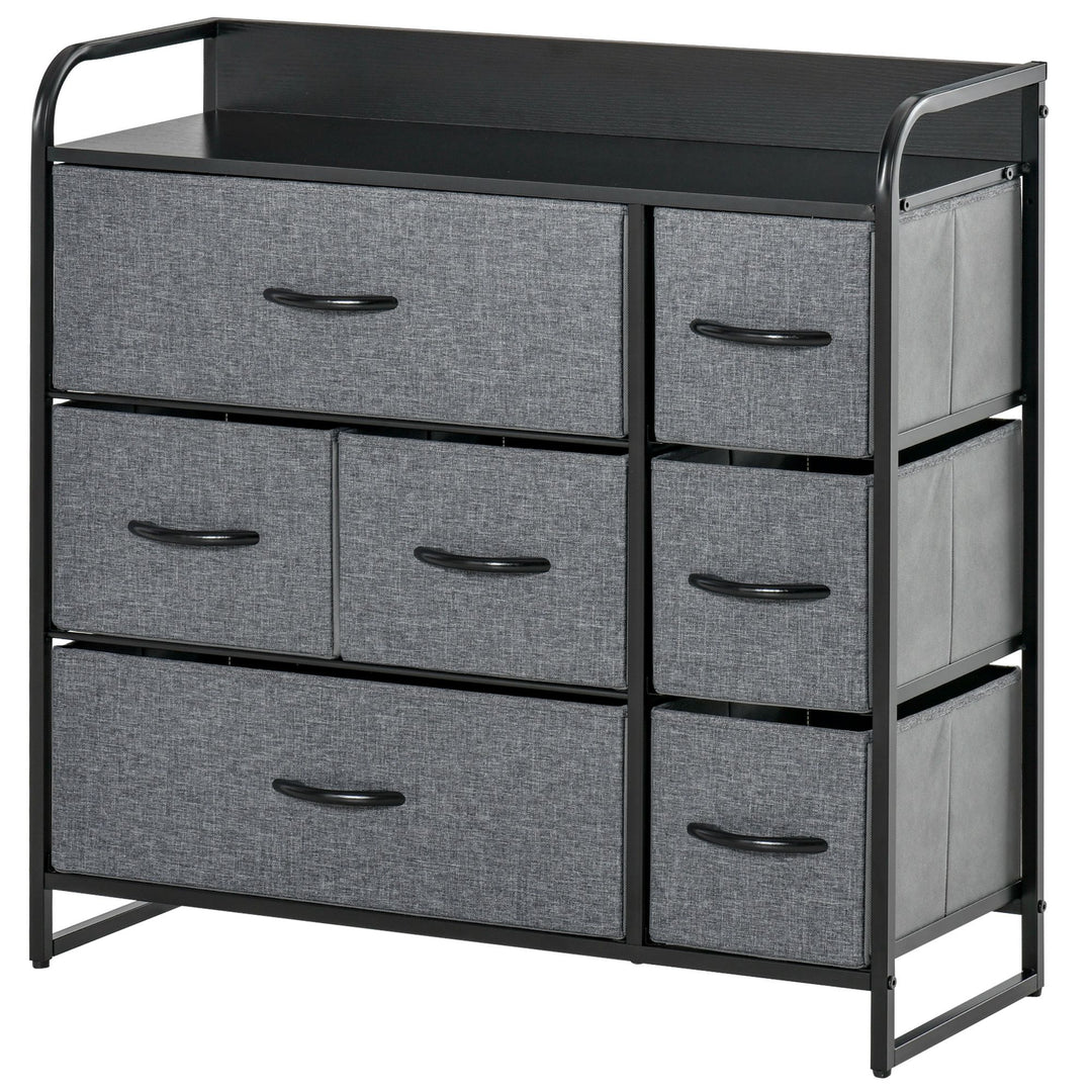 Chest of Drawers with 7 Foldable Drawers, 3-Tier Fabric Bedroom Dresser, Clothes Storage Unit for Bedroom, Living Room, Grey