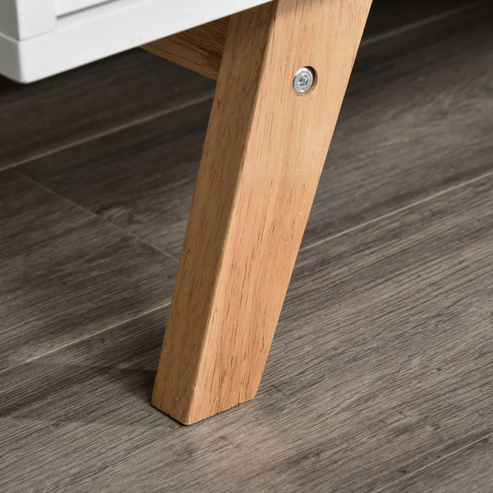 MCL TV Stand Cabinet for TVs up to 65", Media Unit w/Wood Legs Storage Shelves Entertainment Center Modern Living Room Home Furniture White