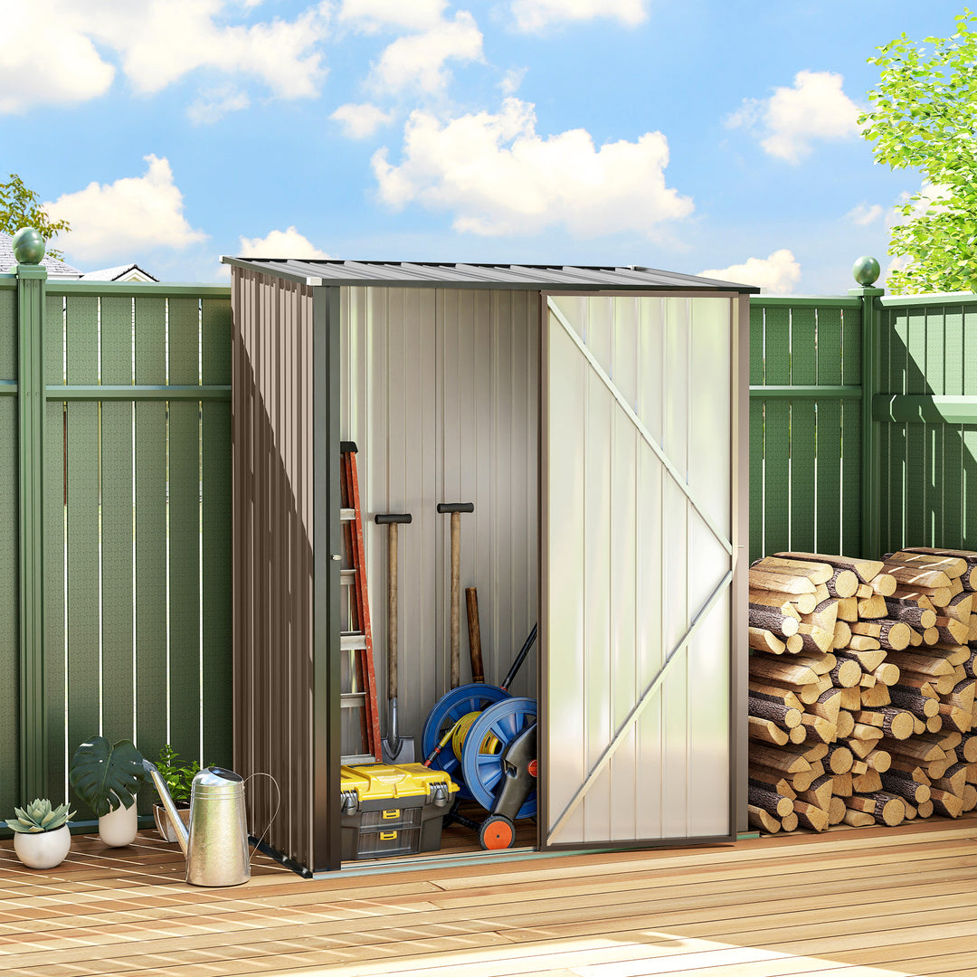 MCL 5.3 x 3.1ft Corrugated Steel Garden Shed - Brown