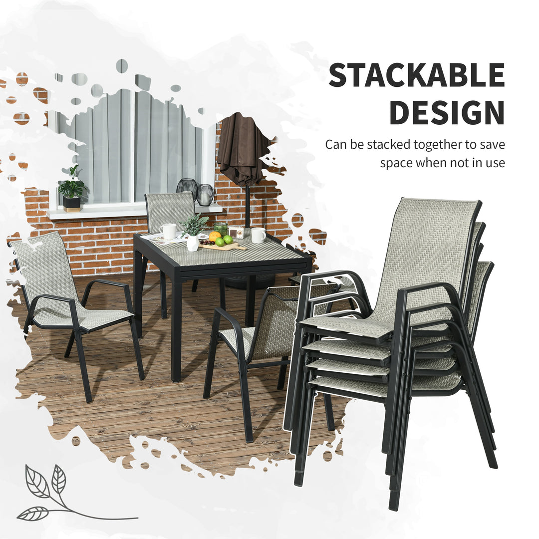Four-Piece Stacking Rattan Garden Seat Set - Mixed Grey