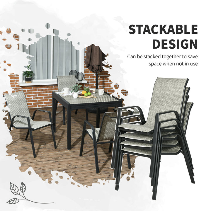Four-Piece Stacking Rattan Garden Seat Set - Mixed Grey