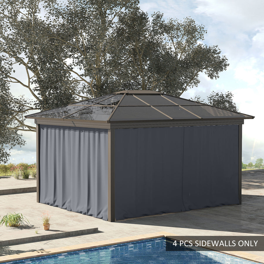 Replacement Gazebo Curtains 4-Panel Sidewalls with Zipper for 3 x 3 (M) Yard Gazebos Canopy Tent, Dark Grey